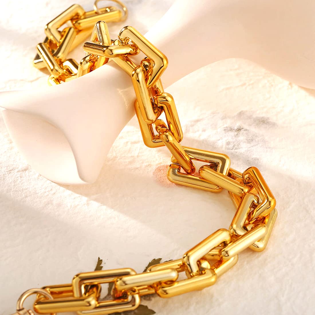 Thick Gold Link Choker Necklace