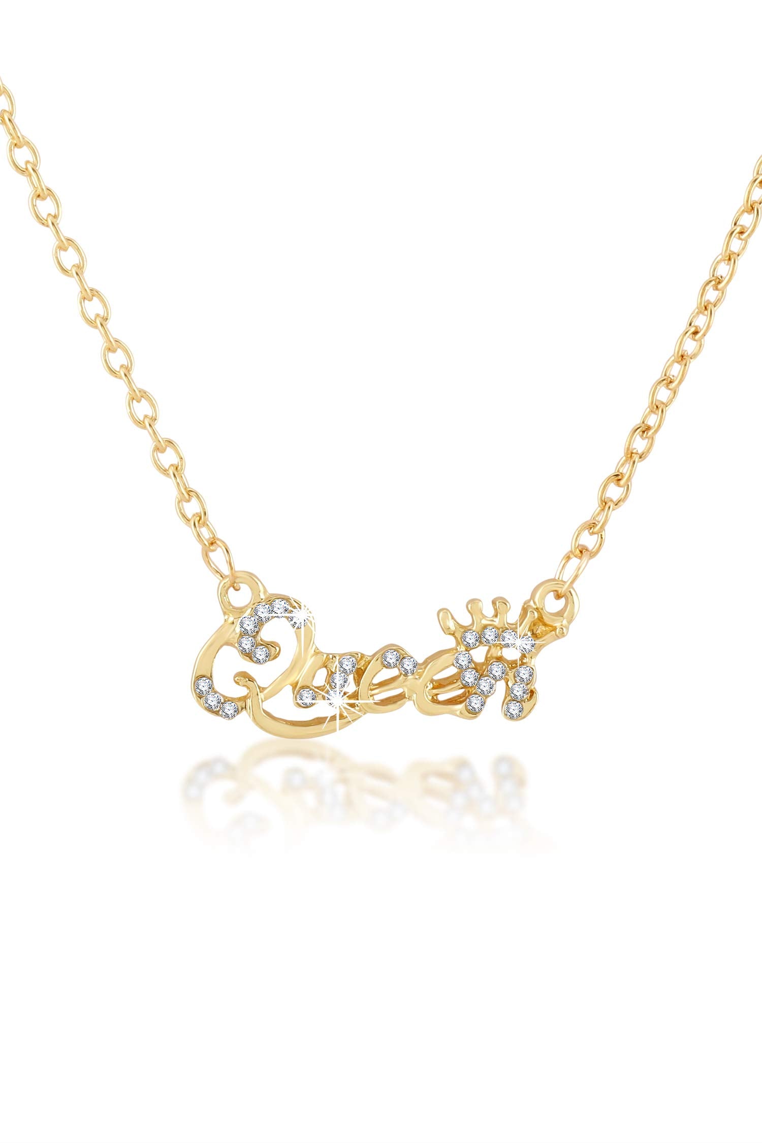 Queen Crown Rhinestone Gold Necklace