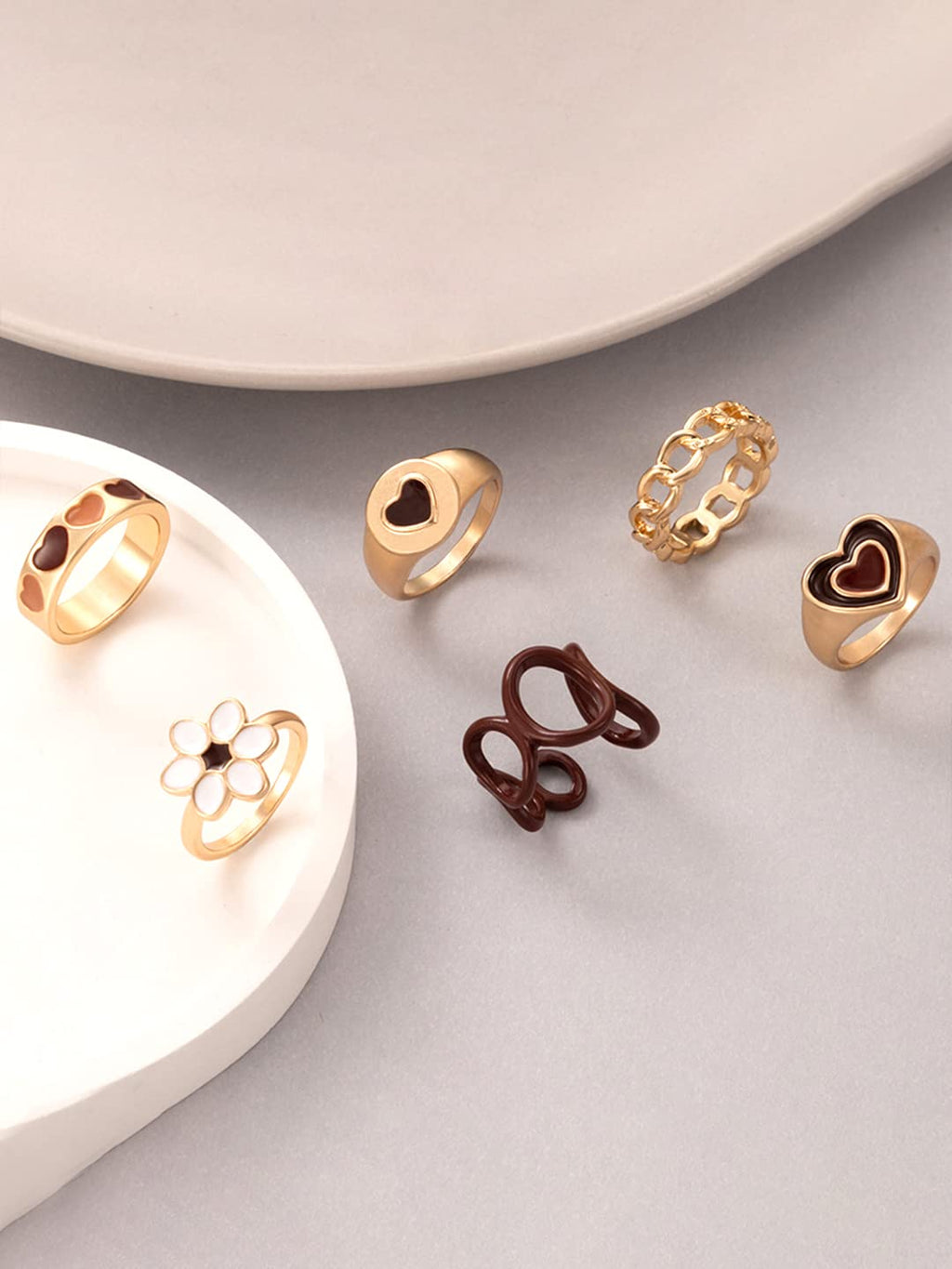Dual Tone Enamel Multi Design Ring