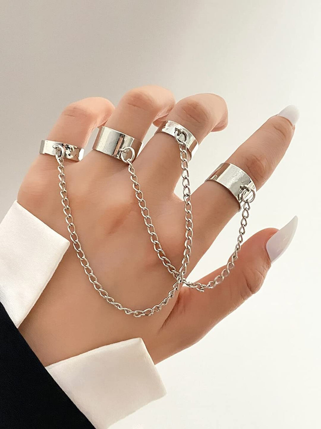 Silver Plated Chain Linked Adjustable Ring