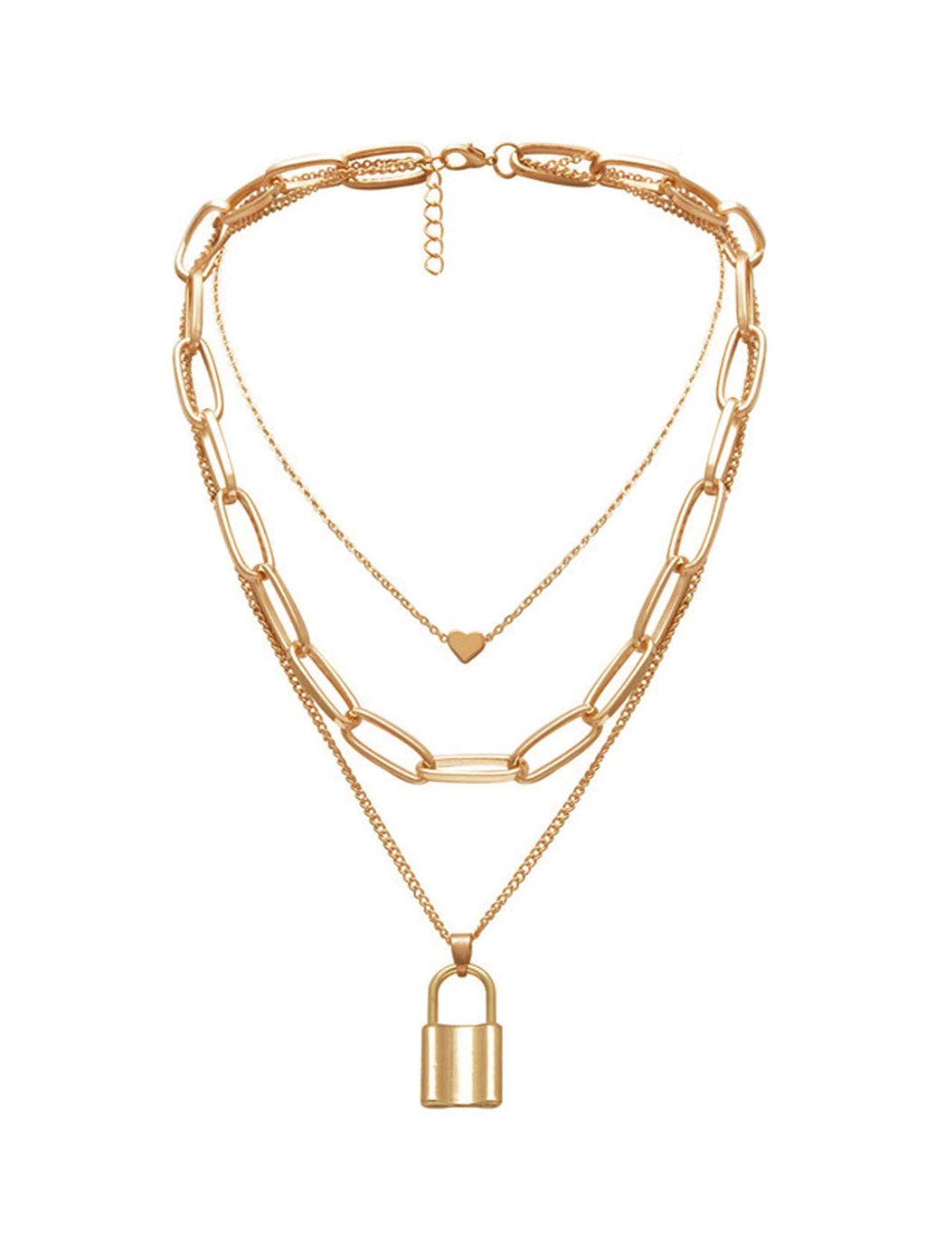 Key Heart Layered Chain Necklace