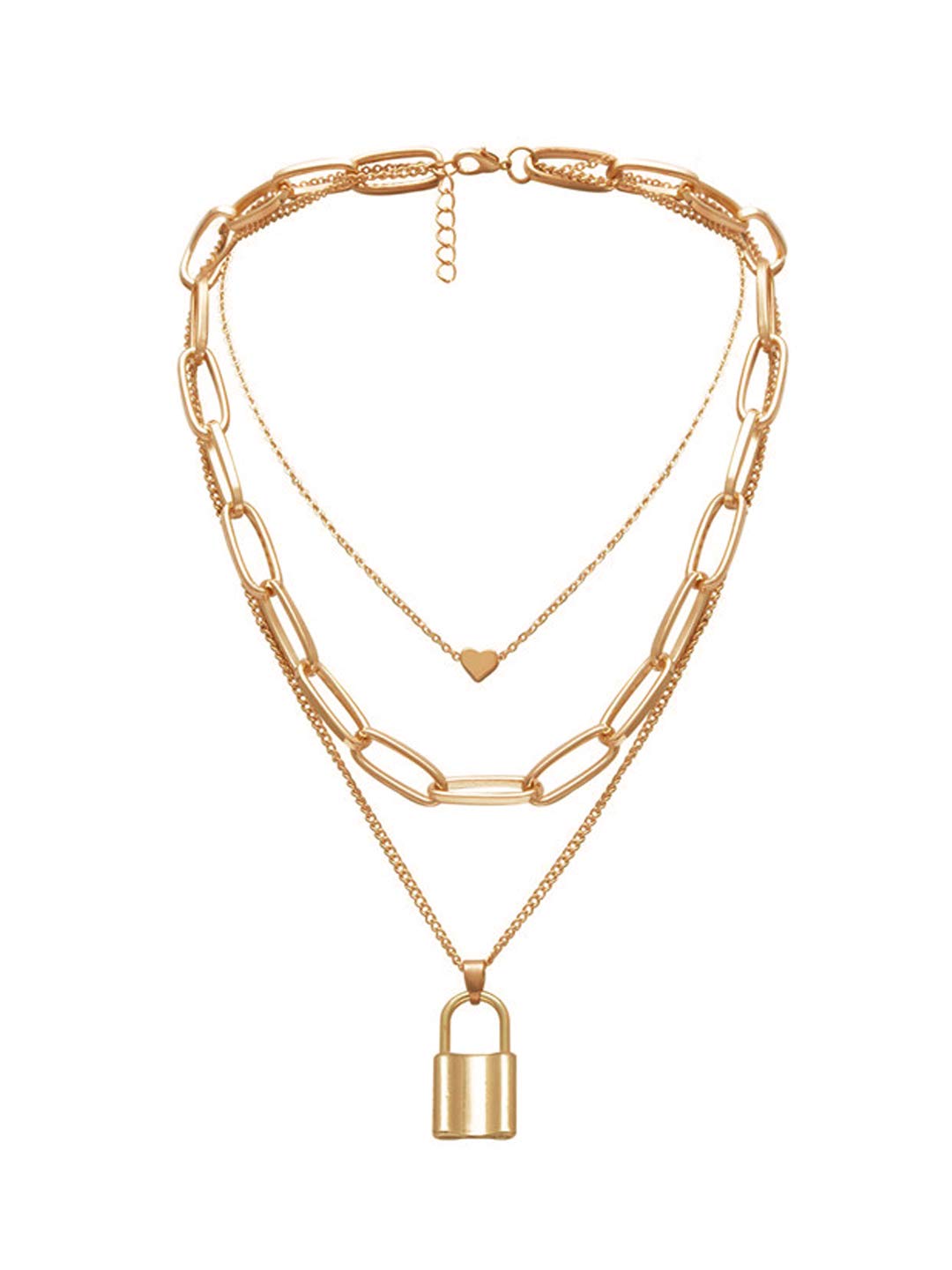 Key Heart Layered Chain Necklace