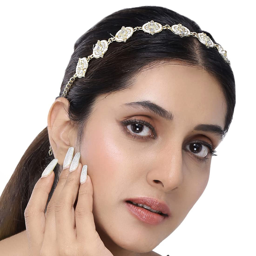 Gold Kundan Studded Head Chain Necklace