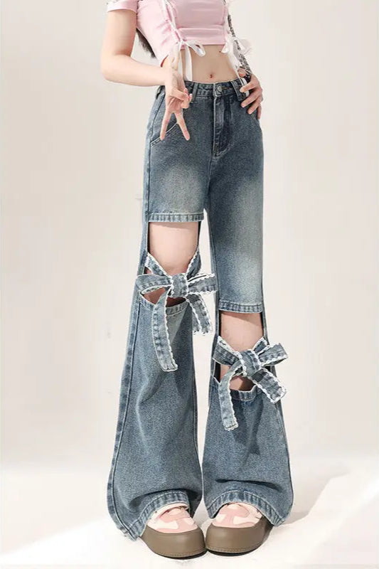 Slim Fit Bow Flare Jean