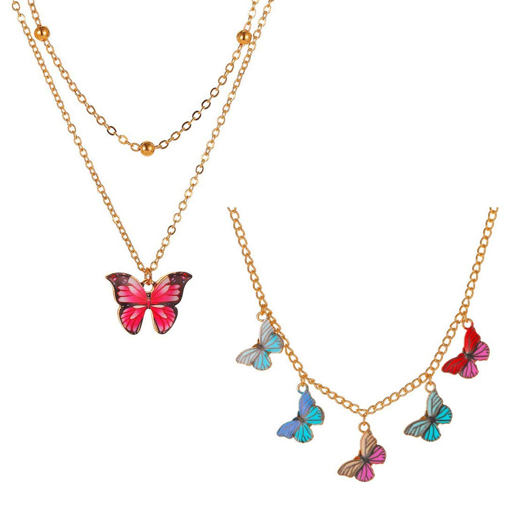 Gold Multicolor Butterfly Choker Necklace