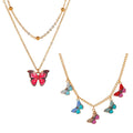 Gold Multicolor Butterfly Choker Necklace