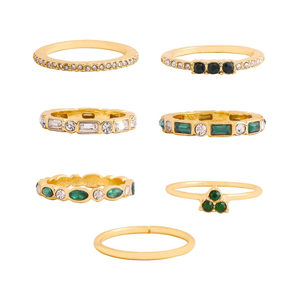 Gold Plated Seven Piece Golden Aesthetic Ring