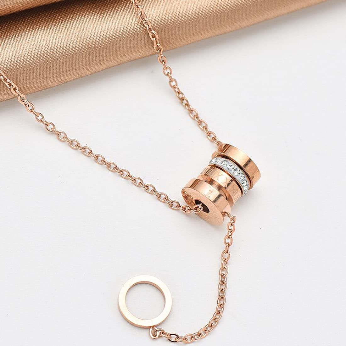 Roman Numbers Rose Gold Pendant Necklace