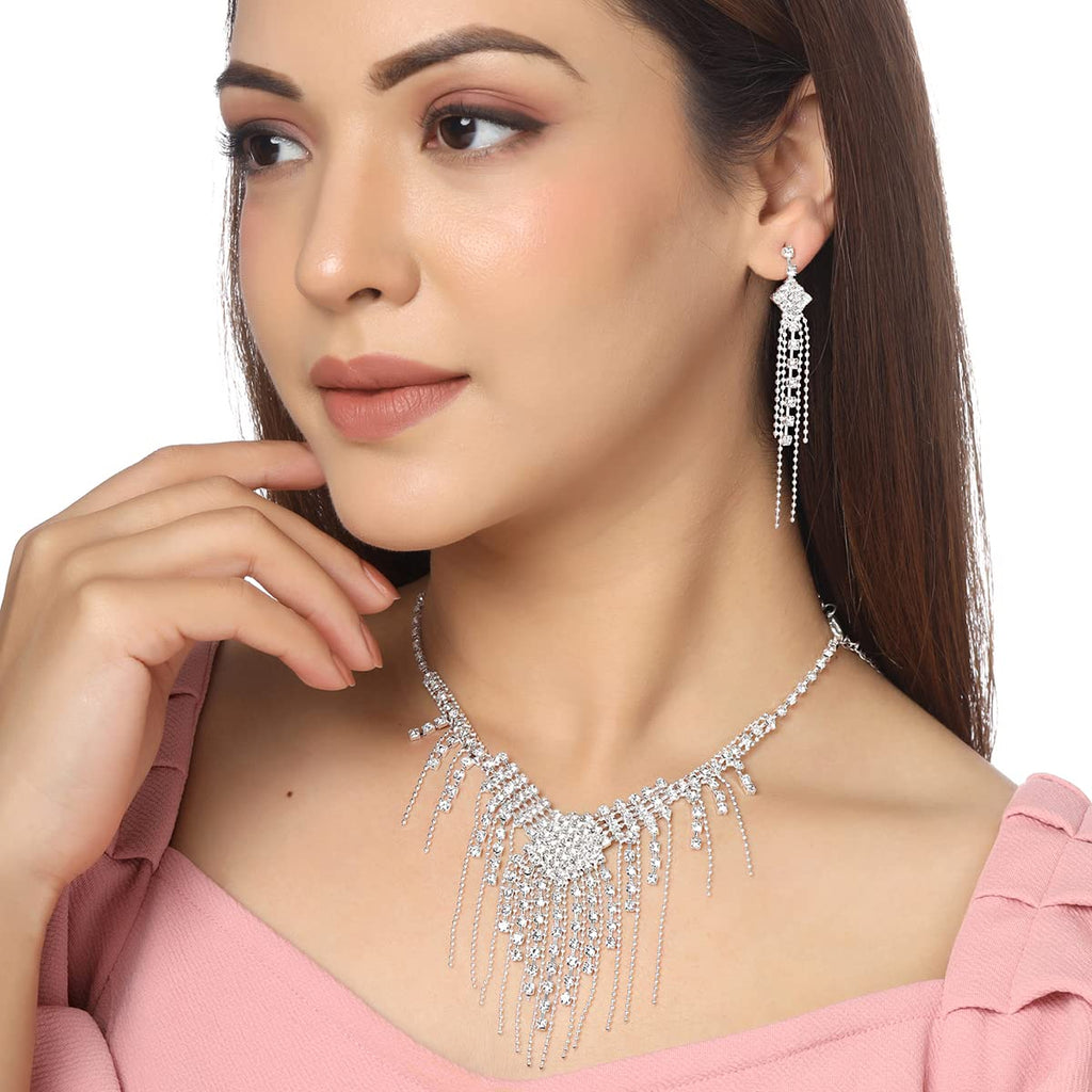 Silver Drop Leaf Threader Earring