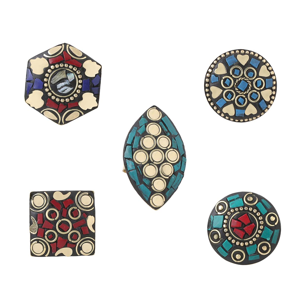 Gold Tone Laac Five Piece Ring