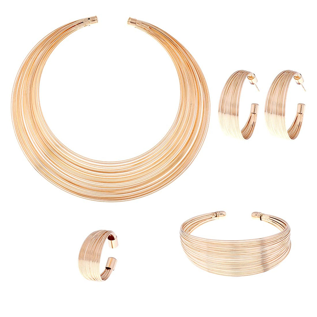Multilayer String Gold Choker Necklace