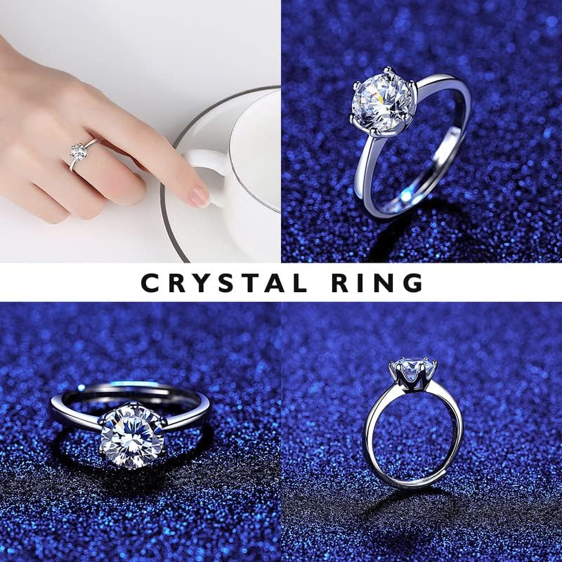 Silver Adjustable Crystal Two Piece Ring