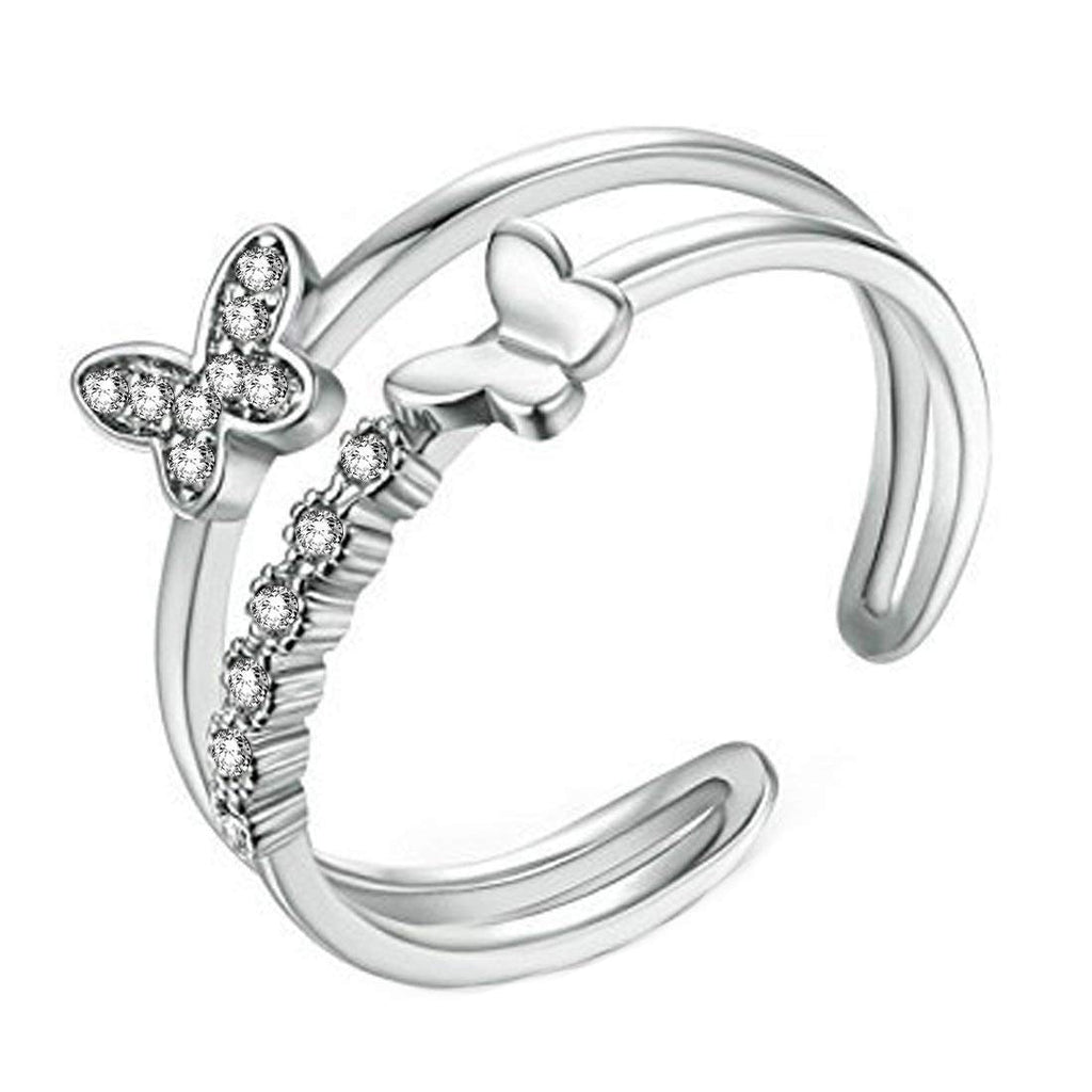 Silver Toned Butterfly Adjustable Ring