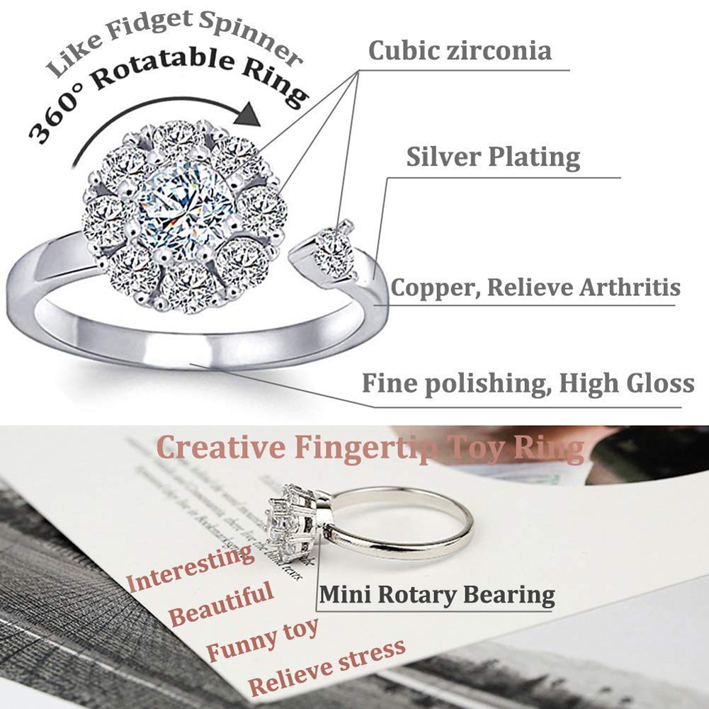 Adjustable Silver Cubic Zircon Crystal Ring