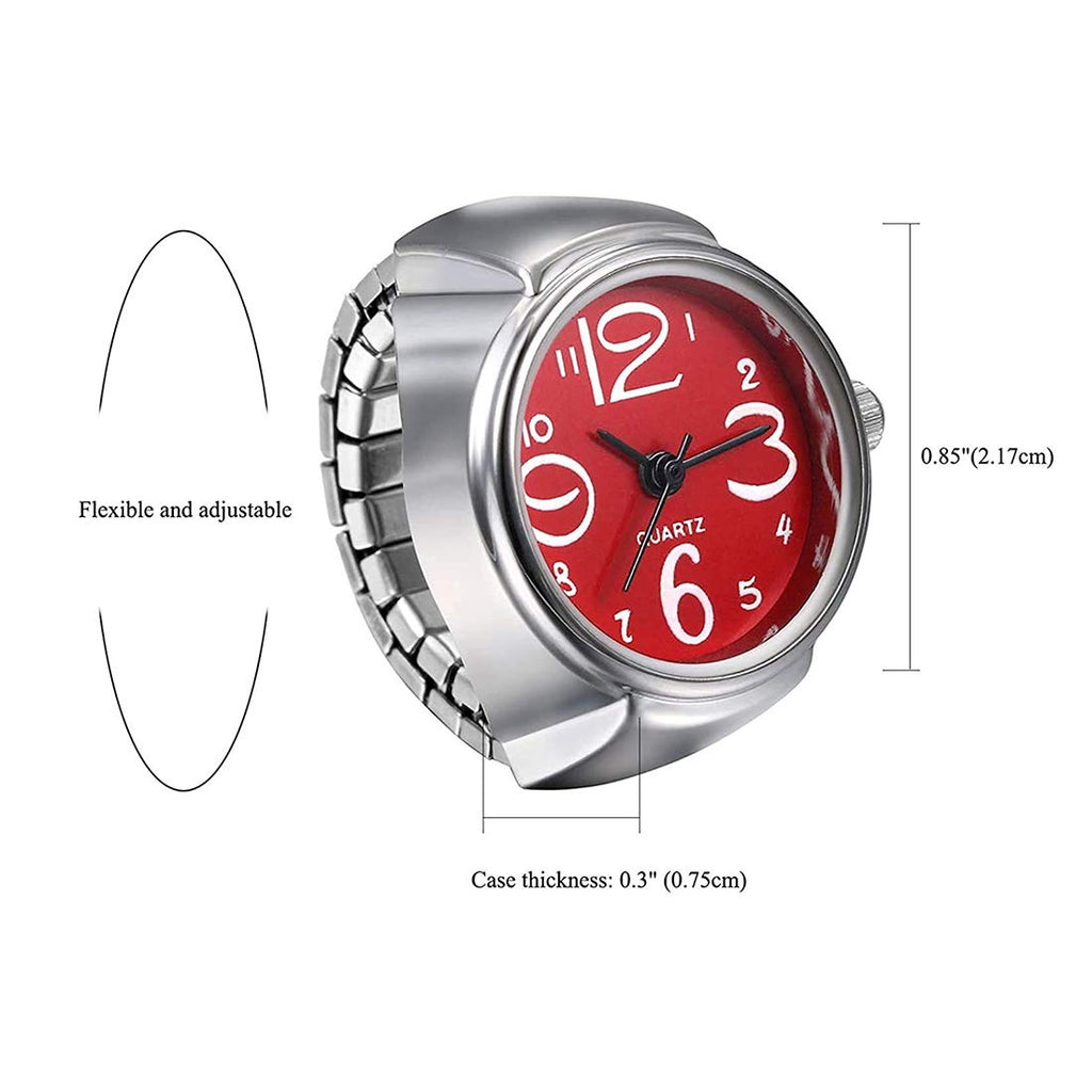 Red Dial Stainless Steel Watch Ring