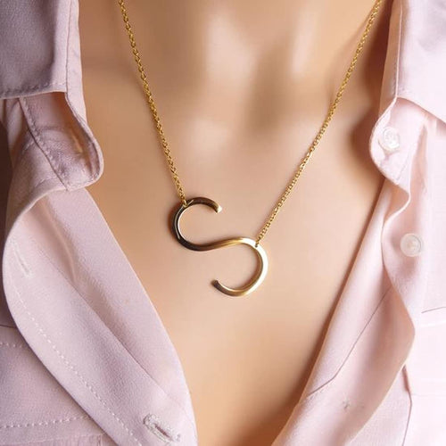 Gold Initial Letter A Necklace