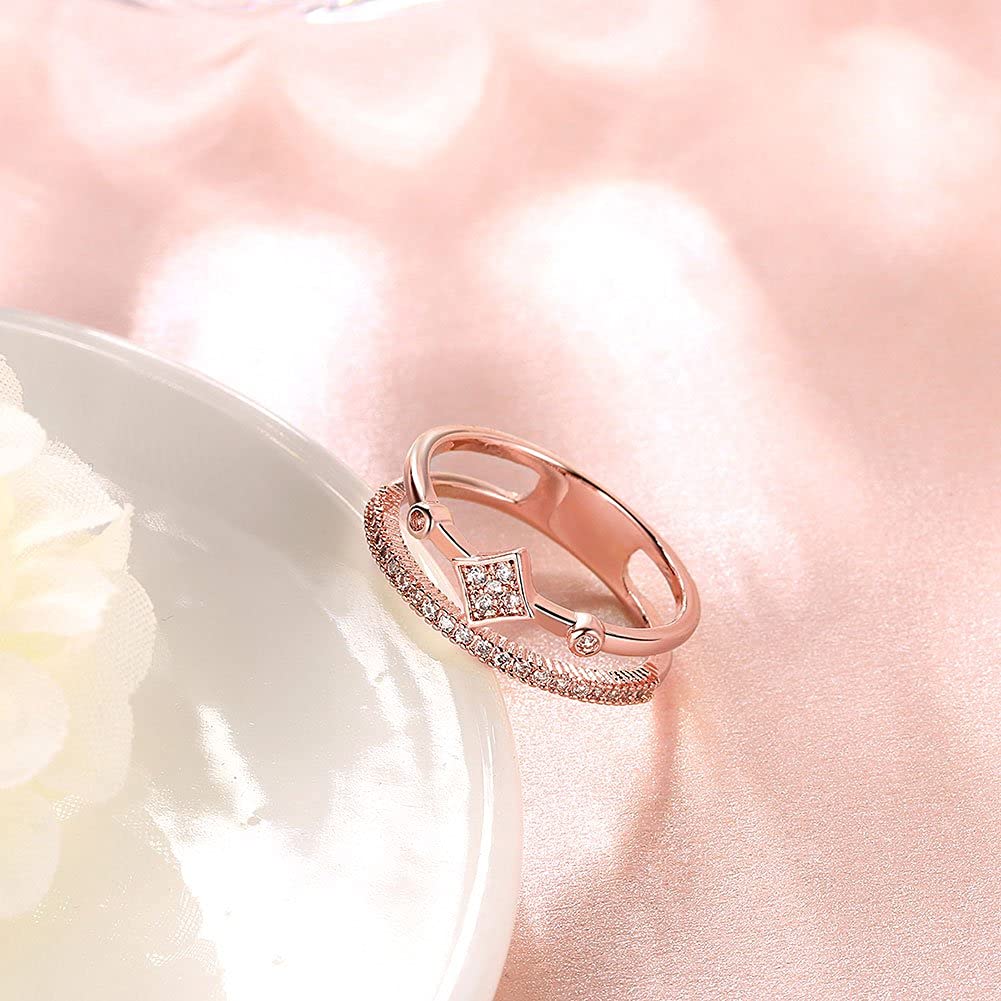 Rose Gold Crystal Pave Eternity Adjustable Ring