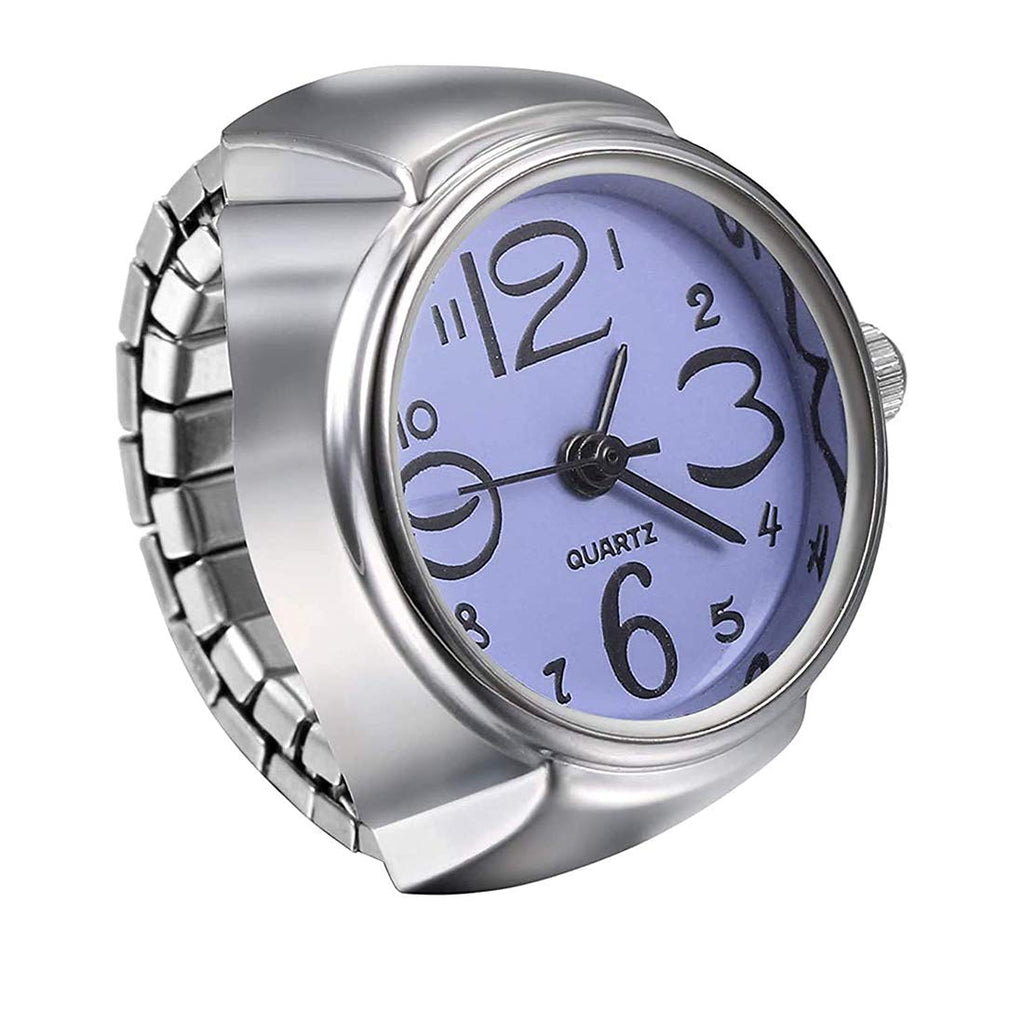 Purple Dial Stainless Steel Watch Ring