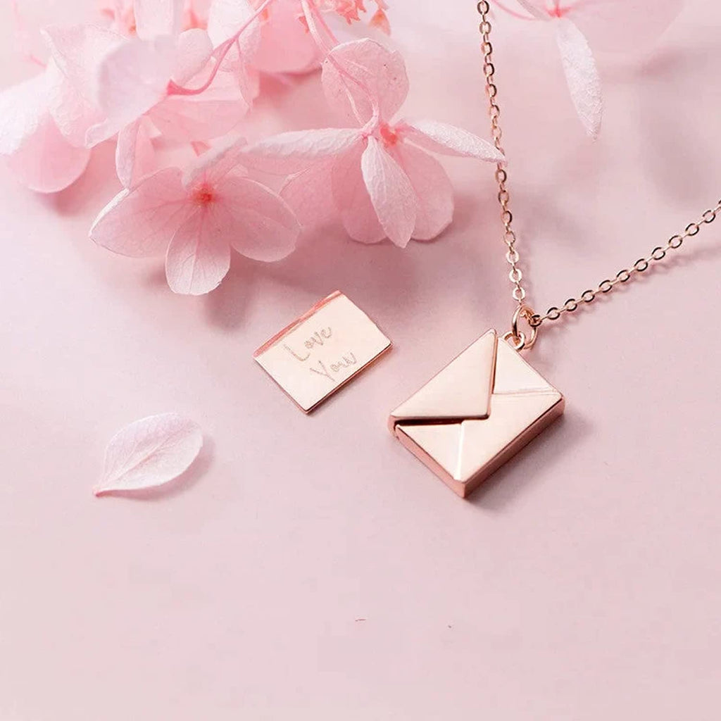 Love Letter Envelope Rose Gold Necklace