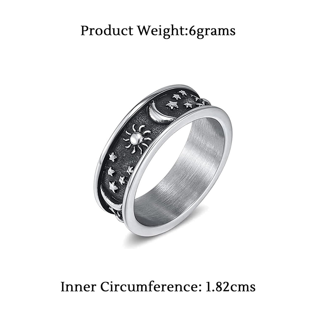 Stainless Steel Sun Moon Energy Ring