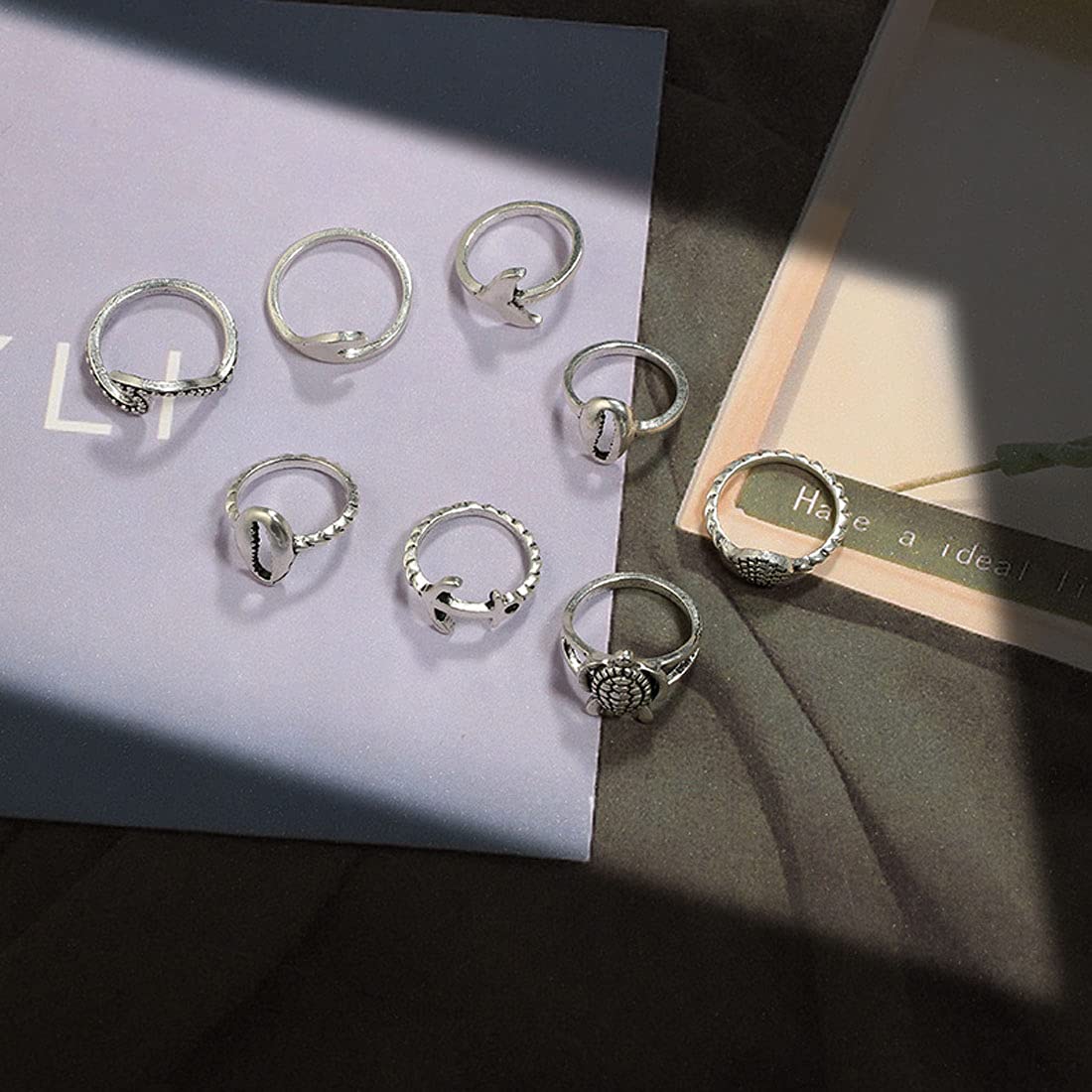 Oxidised Silver Vintage Midi Finger Ring