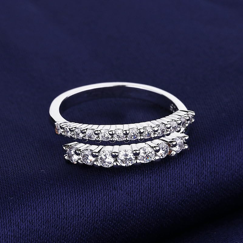 Silver Toned Crystal Adjustable Band Ring