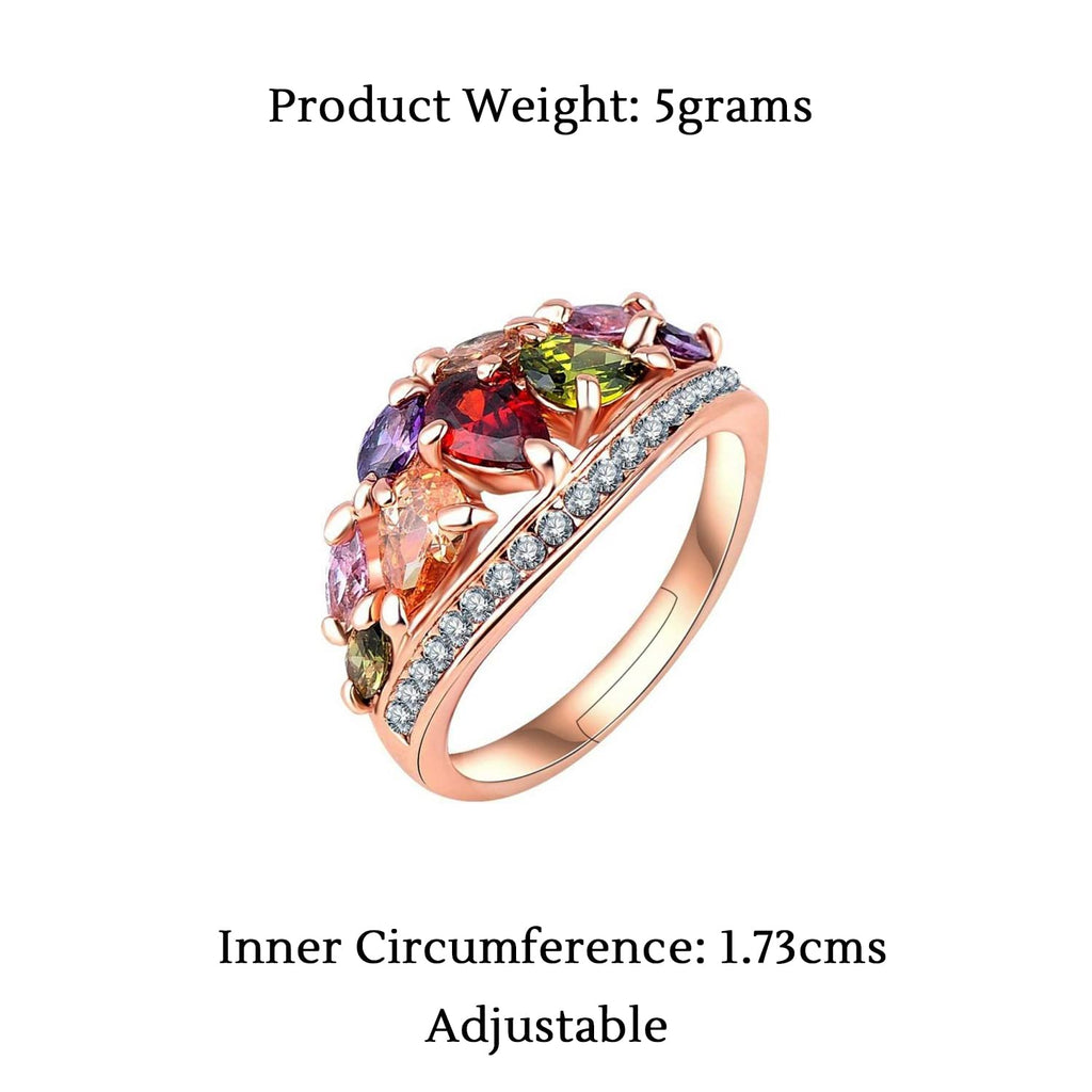 Multicolor Swiss Zircon Rose Gold Ring