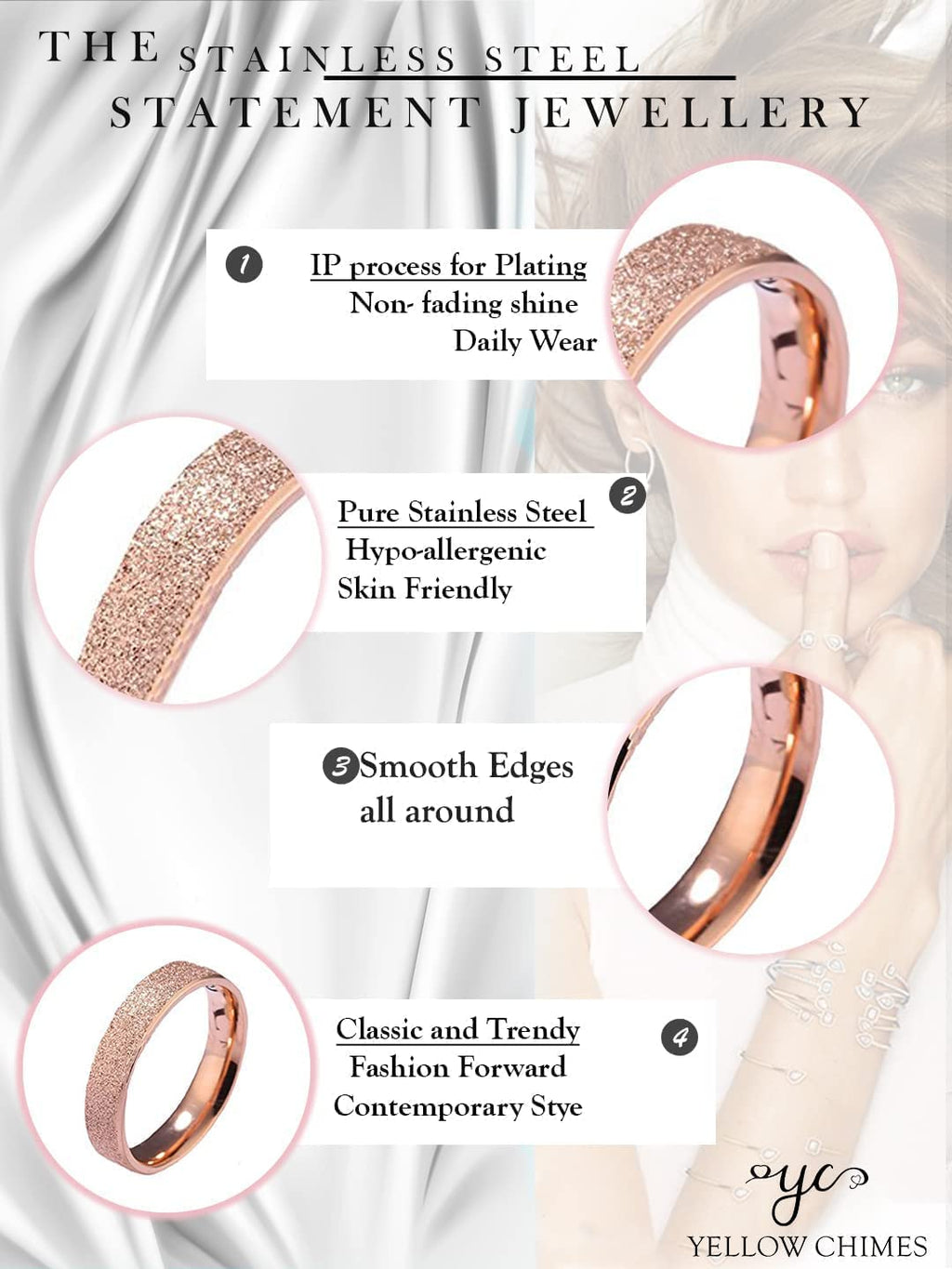 Rose Gold Stardust Stainless Steel Ring