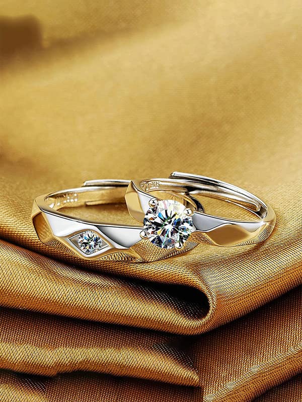 Gold Plated Valentine Crystal Couple Ring