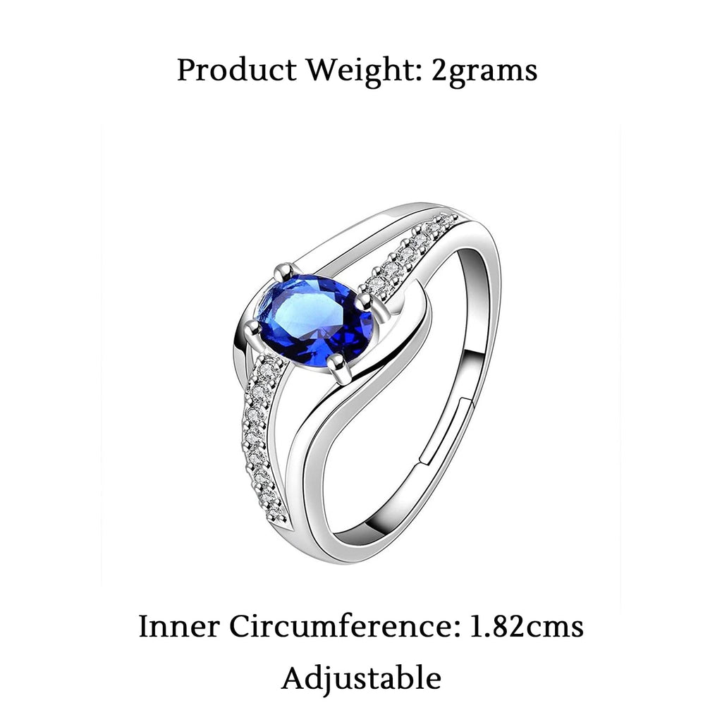 Blue Austrian Crystal Silver Plated Ring