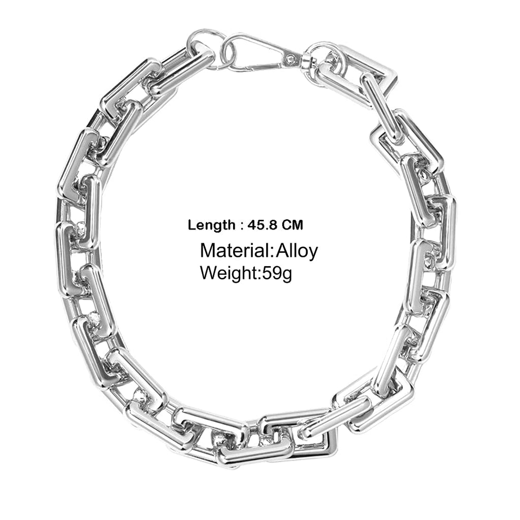 Silver Thick Link Choker Necklace