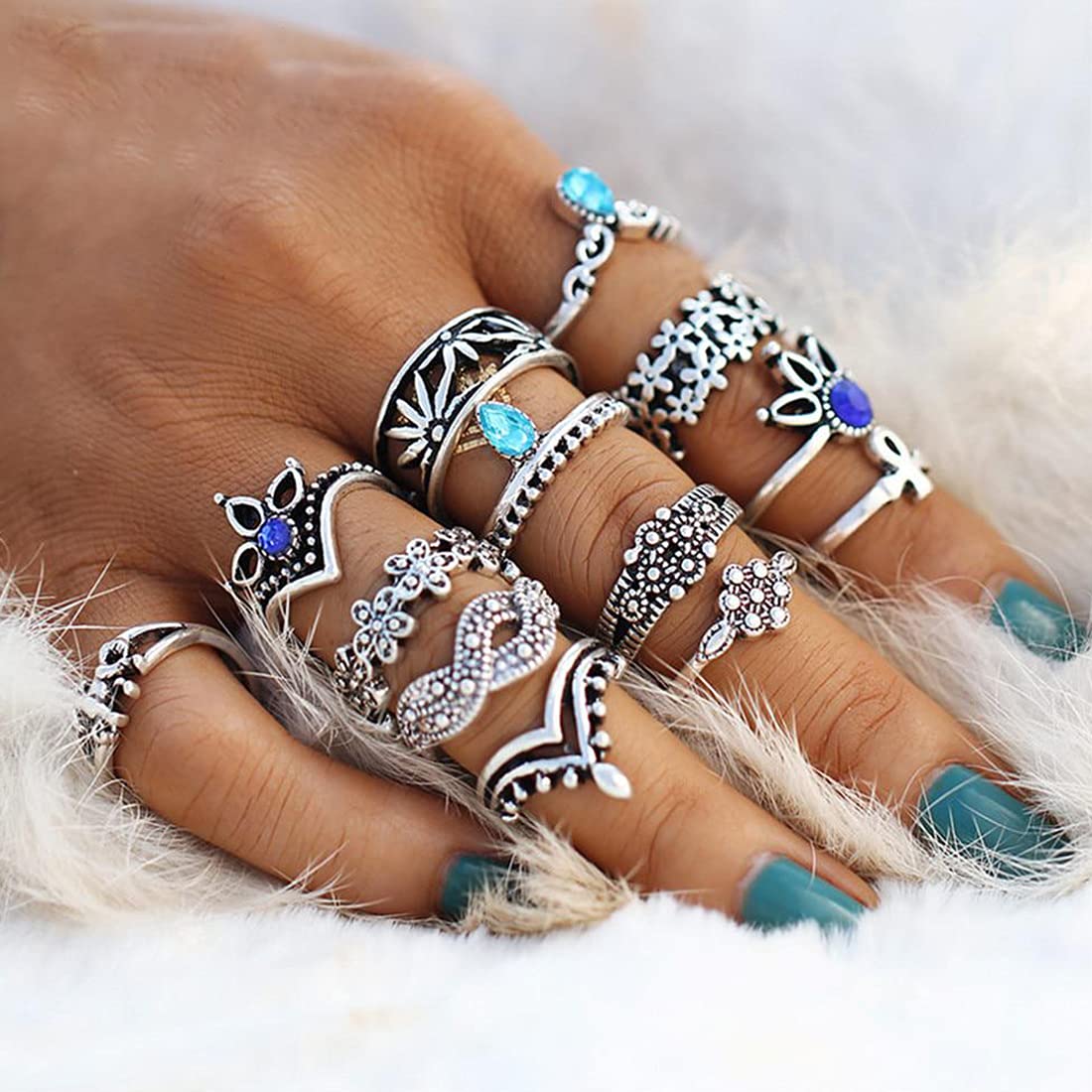 Silver Oxidised Vintage Midi Finger Ring