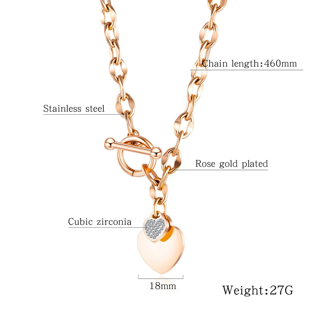 Rose Gold Heart Chain Necklace