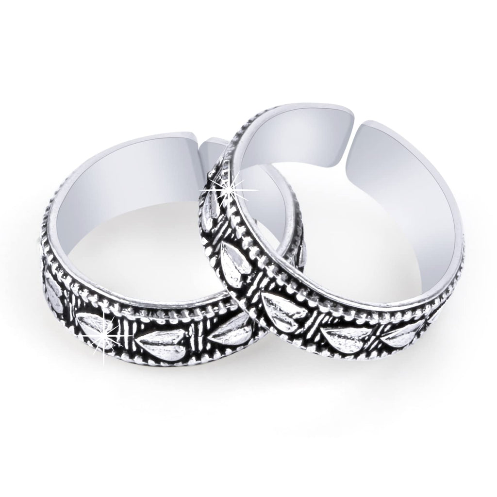 Silver Oxidised Traditional Toe Ring Set