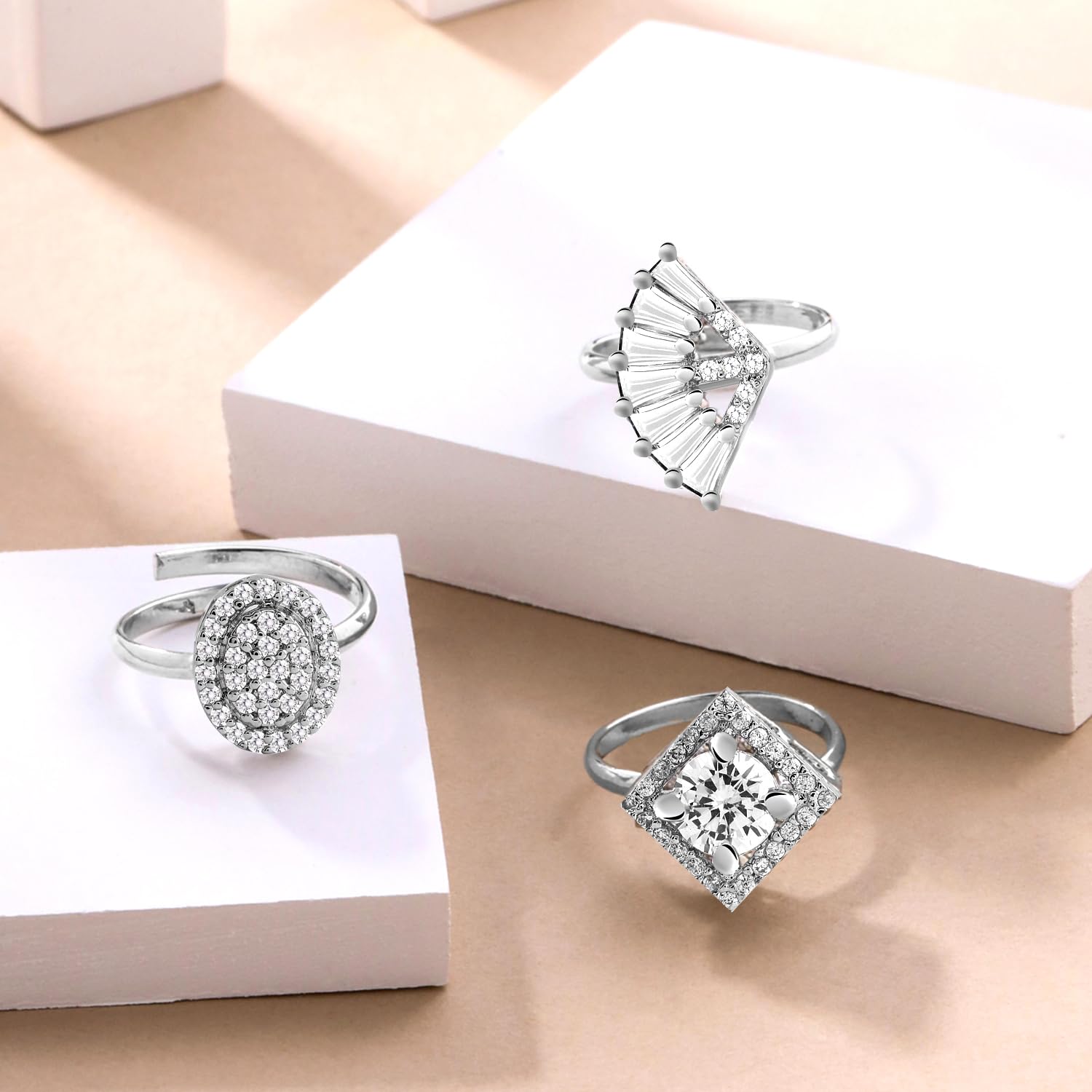 Silver Tone Three Piece AD Adjustable Ring