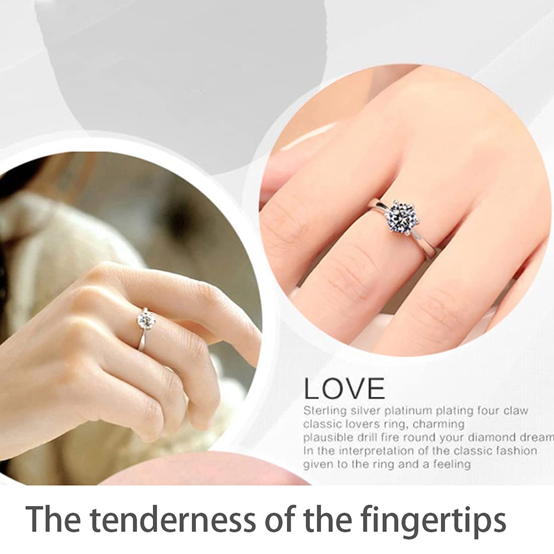 Silver Adjustable Crystal Finger Ring