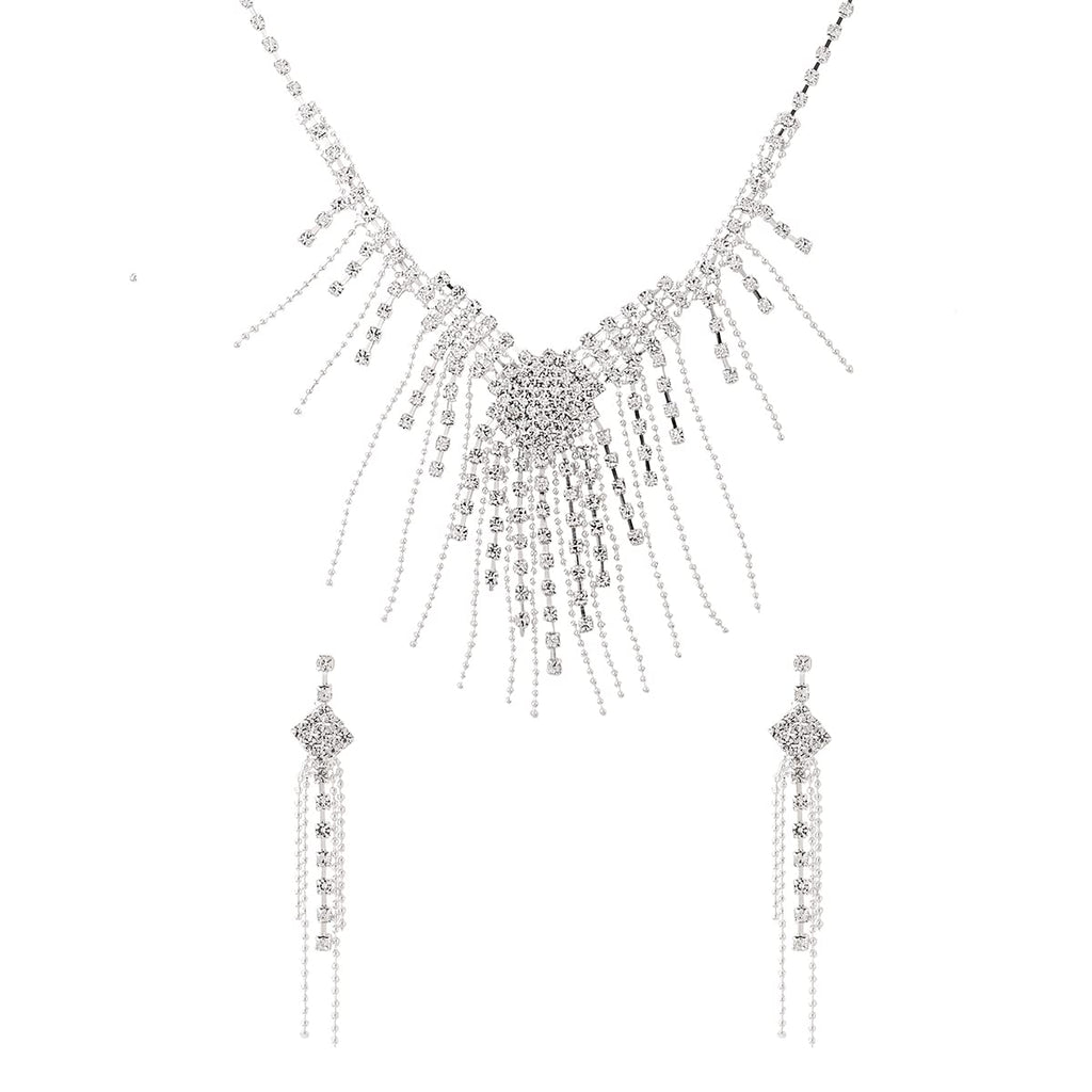 Silver Drop Chain Necklace Set