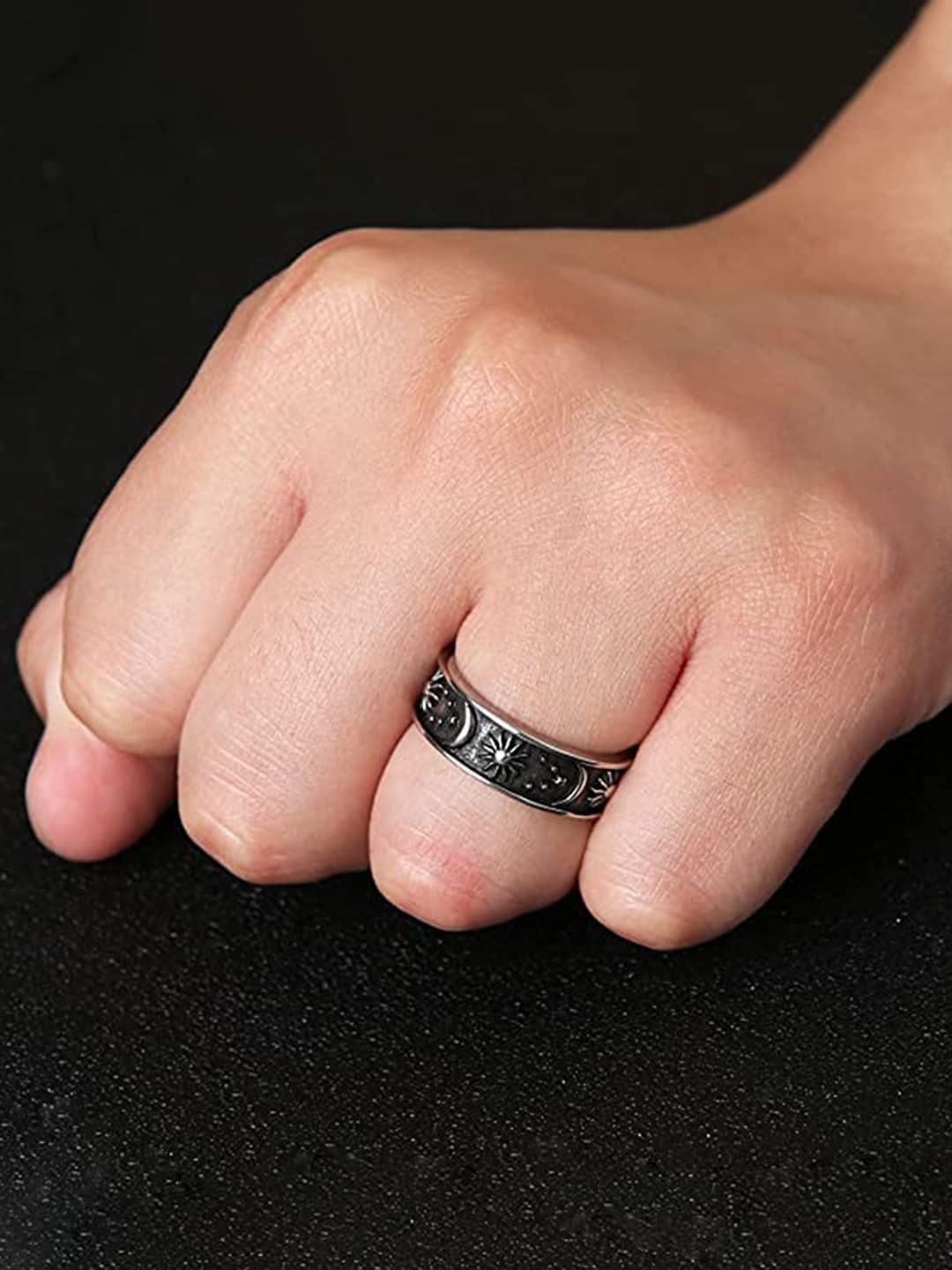 Stainless Steel Sun Moon Energy Ring