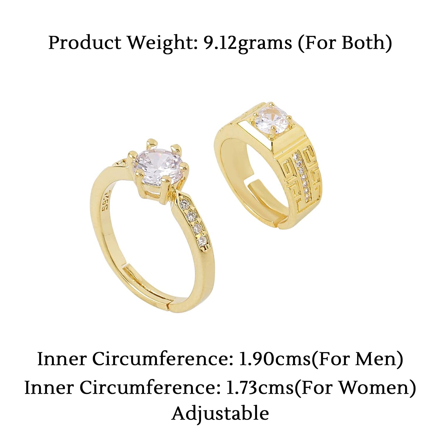 Gold Plated Adjustable Valentine Couple Ring