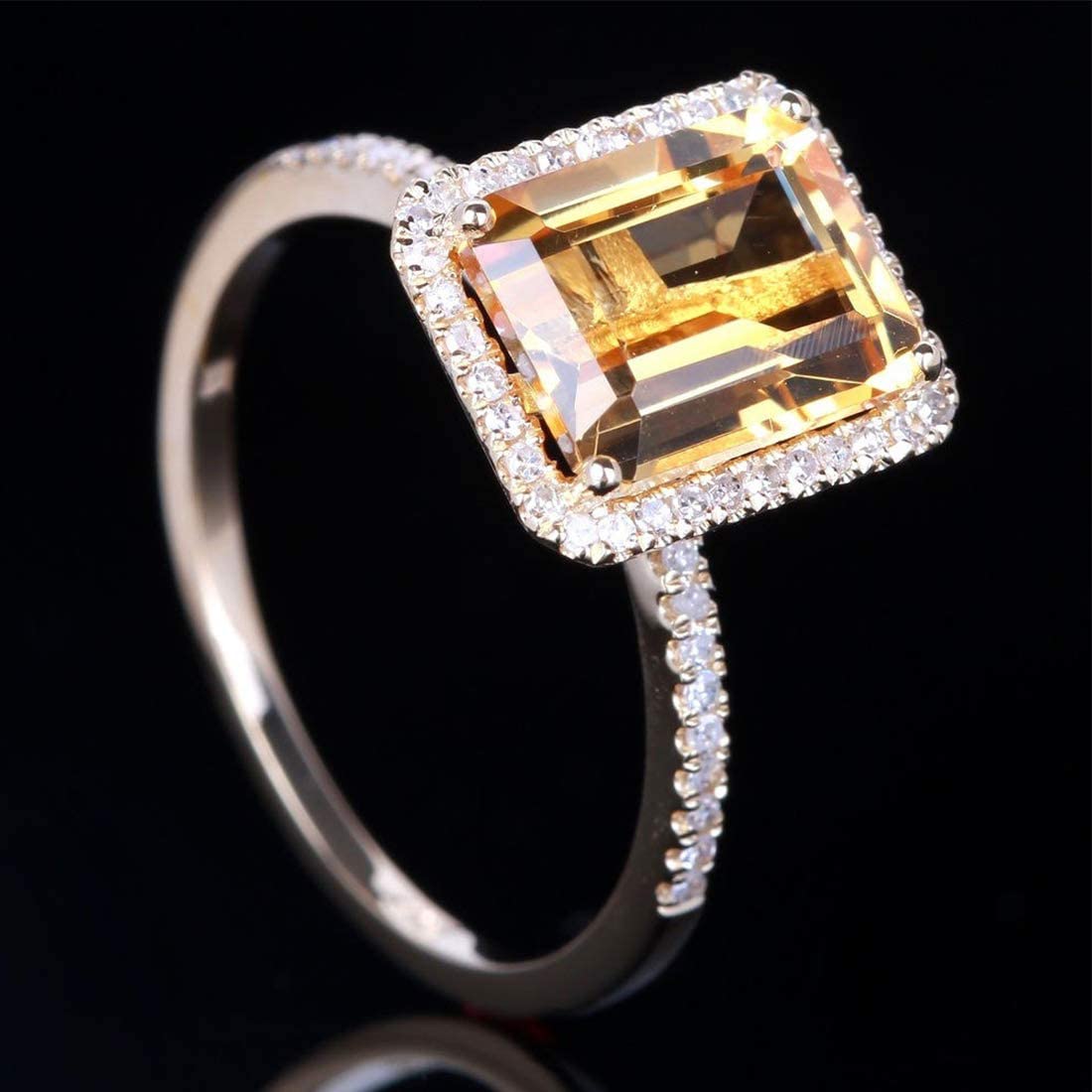 Topaz Stone Square Rhodium Ring