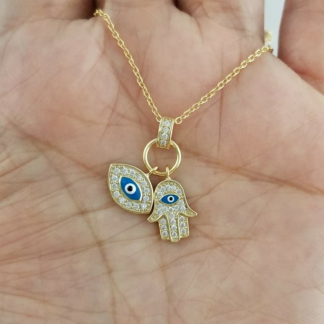 Evil Eye Gold Charm Necklace