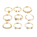 Gold Plated Nine Piece Aesthetic Ring