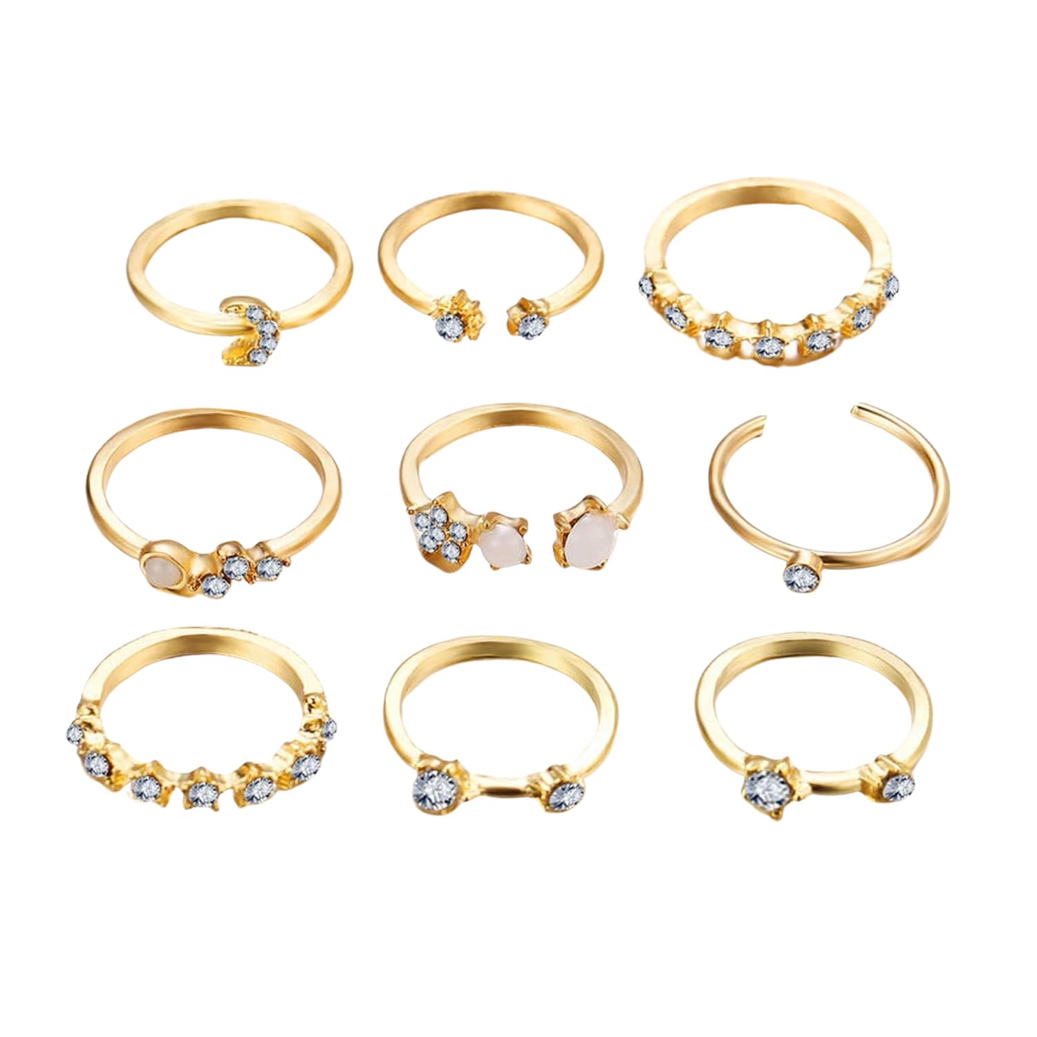 Gold Plated Nine Piece Aesthetic Ring