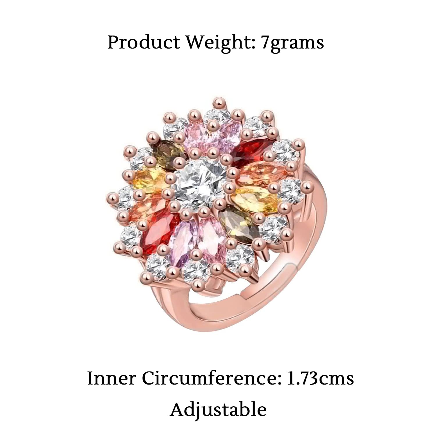 Multicolor Floral Swiss Zircon Rose Gold Ring