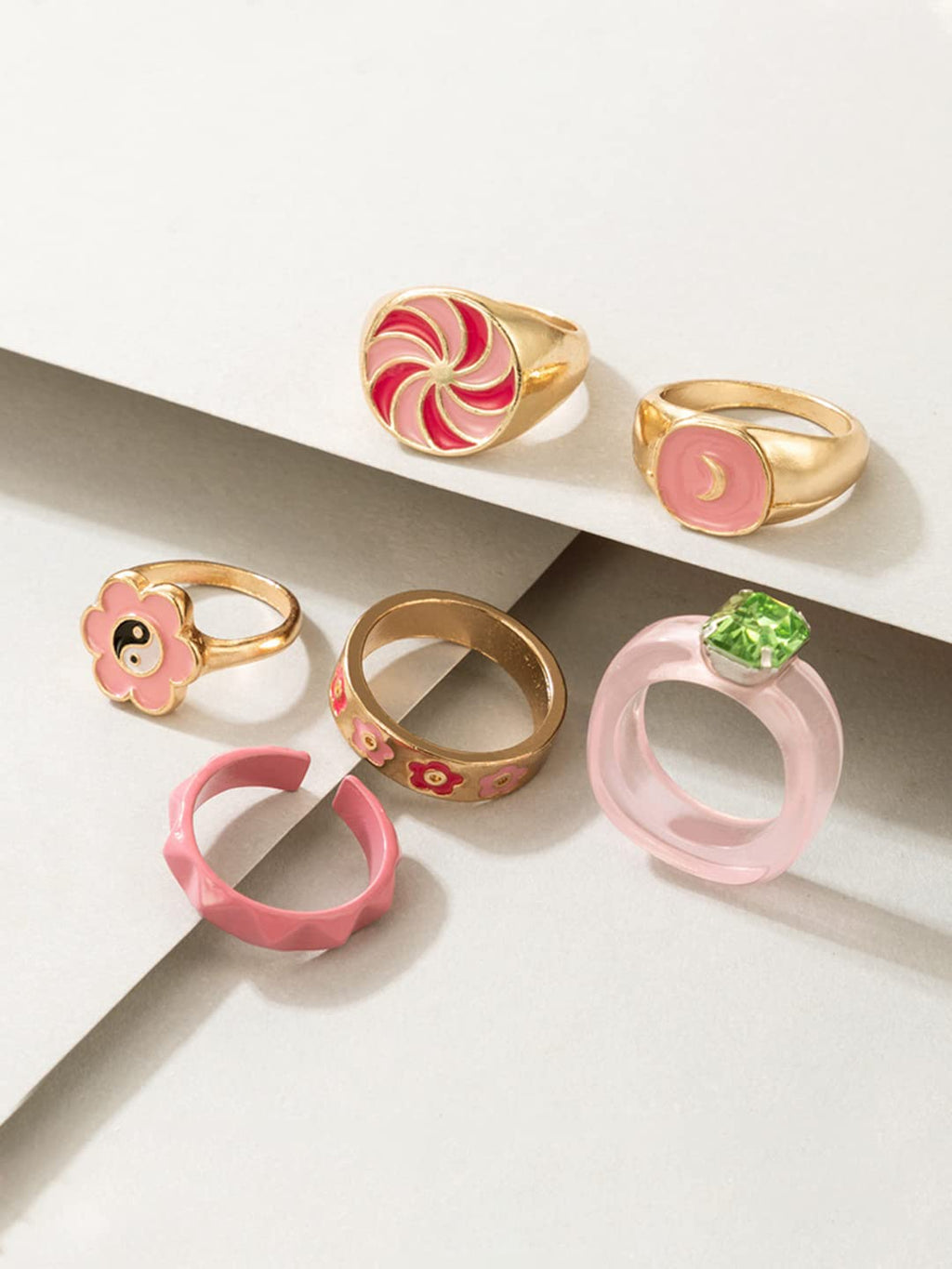 Gold Plated Six Piece Stack Finger Ring
