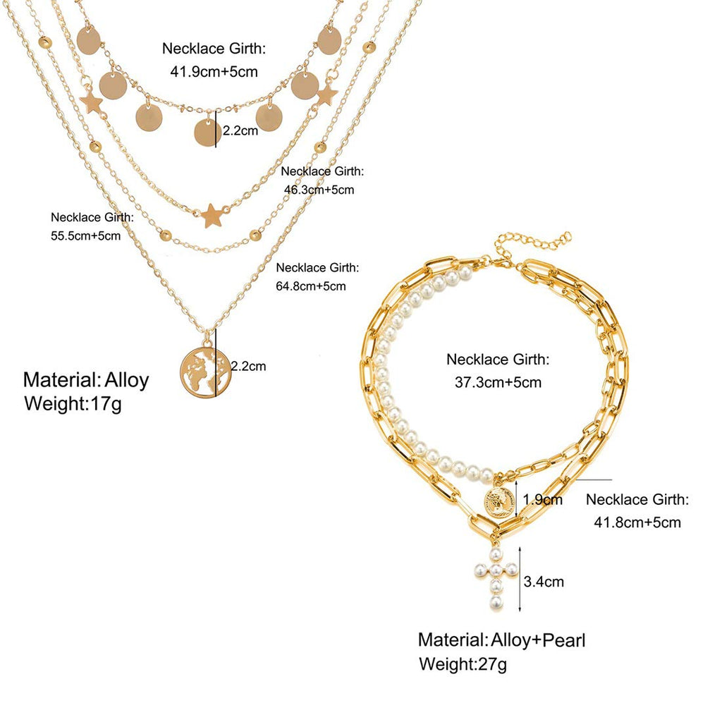 Pearl Cross Multilayer Choker Necklace