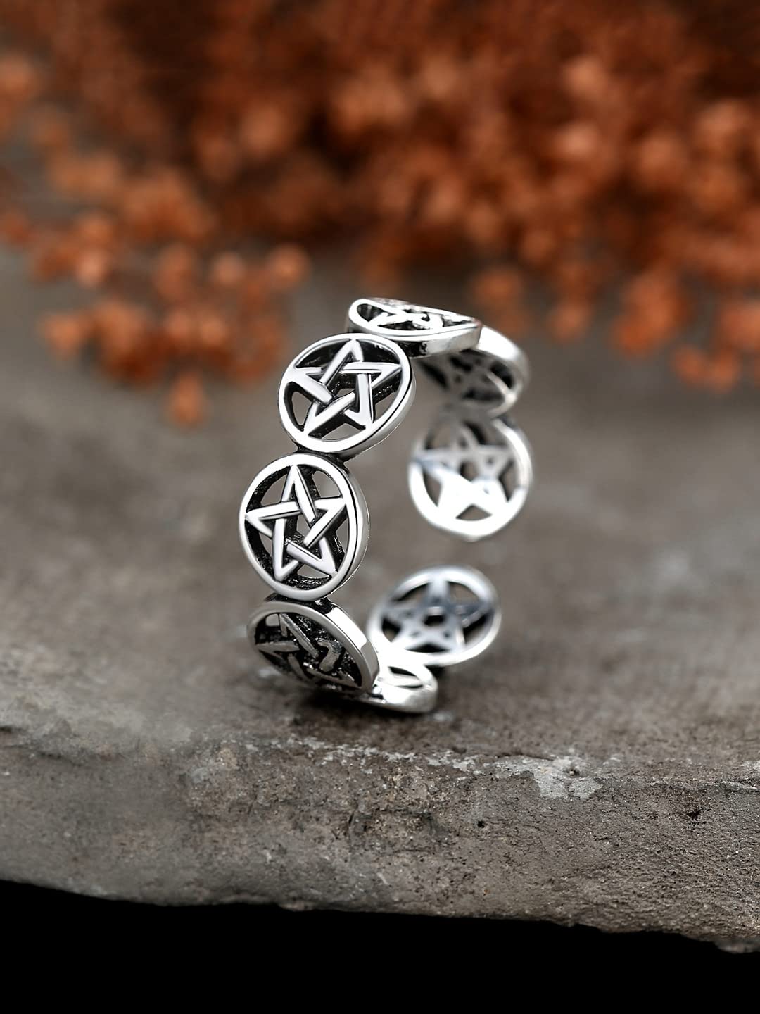 Silver Star Symbol Adjustable Band Ring