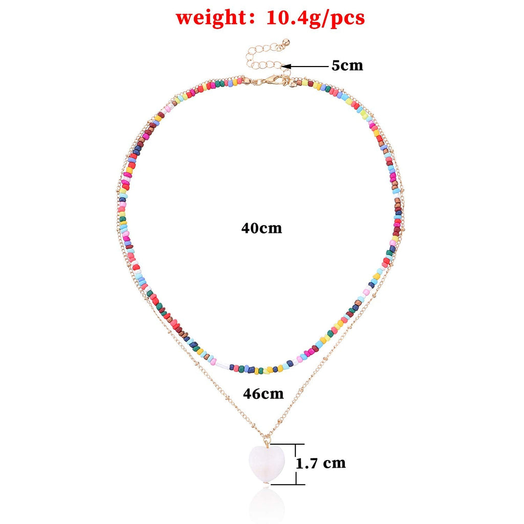 Heart Pearl Beaded Charm Necklace