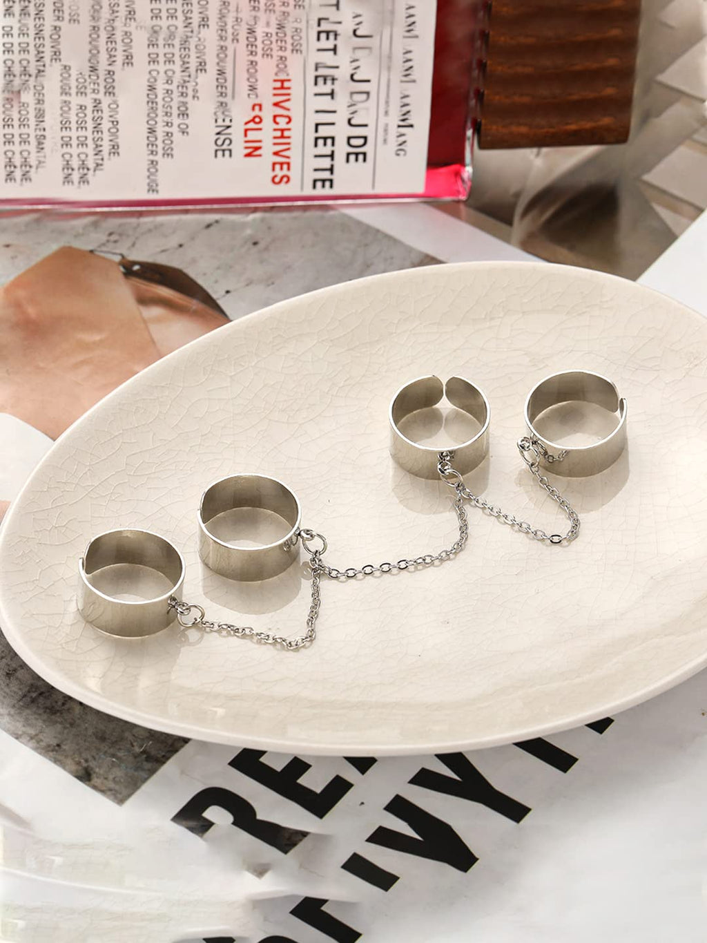 Silver Plated Chain Linked Adjustable Ring