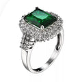 Emerald Green Crystal Square Finger Ring